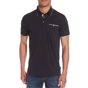Ted Baker Polo Shirt Size‎ 7 Black Button Up